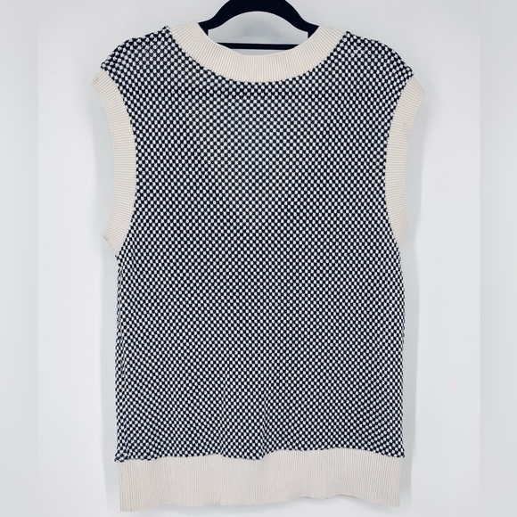 Zara Black and White Houndstooth Oversized Knit Vest S - Picture 3 of 5